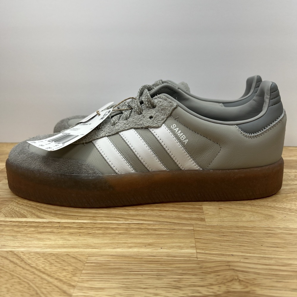 adidas Samba Gray and White Athletic Shoes